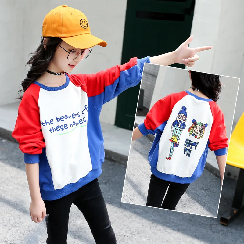 Baby Girls 2019 Spring Autumn Coat for Long-sleeved Cotton Cartoon Pullover Print Fashion Children Clothes 5-12Years |