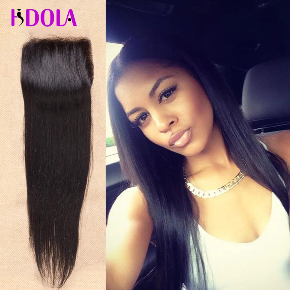 Cheap Lace Closure Straight 4x4 Size Indian Virgin Hair Closures Middle