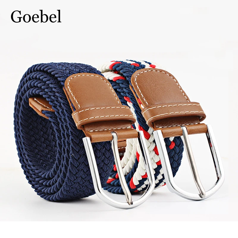 Hot Colors Belt Casual Women Knitted Pin Buckle Belt Fashion Woman Woven Elastic Stretch Belts Canvas Female