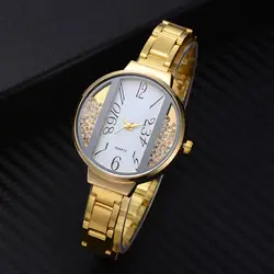 Новинка 2018 года роскошные золотые женское платье часы Кристалл нержавеющая сталь часы дамы повседневное кварцевые наручные часы Relogios Feminino