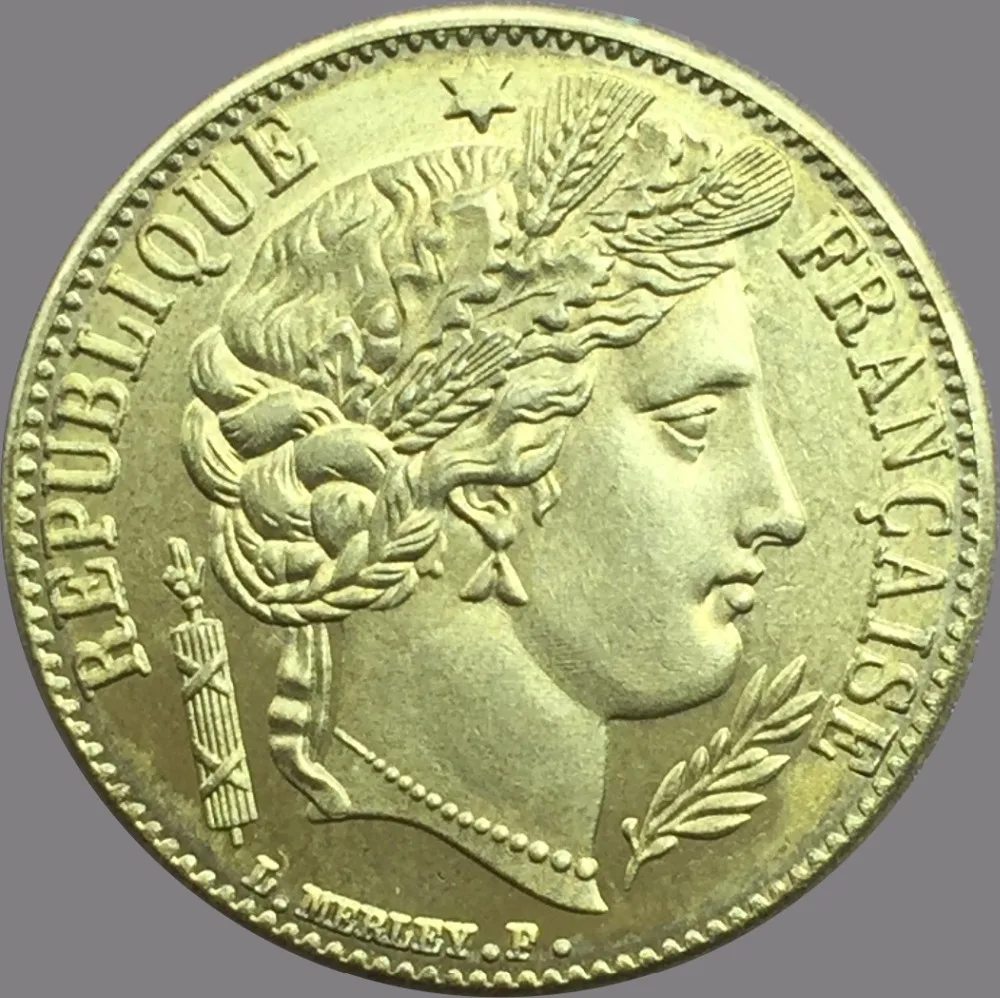 

France 1850 A 20 Francs Gold Coins Brass Metal Copy Coin