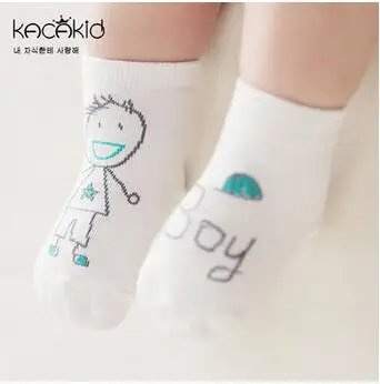 Противоскользящие детски носки для мальчиков и девочек корейская мода хлопчатобумажные детские носки с принтом детские аксессуары носочки для самых маленьких
