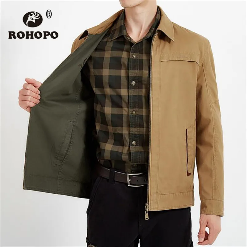 

Double Two Sided Jacket Military Cargo Loose Plus Size Woven Cotton Fabric Jackets Autumn Outwear Military Army Casual overcoat