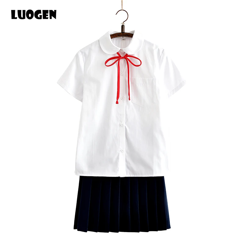 

Cute Japanese School Uniform Style Lolita Sweet Girls French Toast JK Blouse Short Sleeve Peter Pan Collar Uniform Shirt Tops