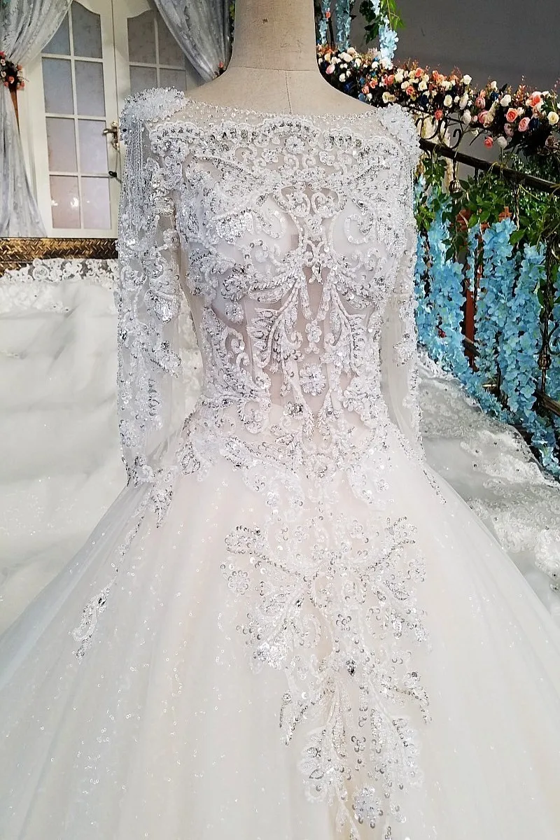 2018 Vestido De Noiva новые жемчужные расшитые блестками Элитные Свадебные платья без