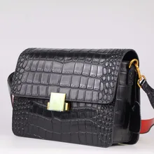 Модная сумка через плечо с узором «крокодиловая кожа», женская сумка из натуральной кожи, сумка-мессенджер в стиле ретро, маленькая сумка через плечо с клапаном~ 18B1