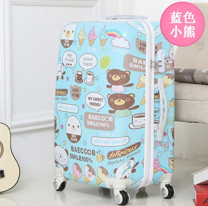 Letrend милый медведь, студенческий чемодан на колёсиках, Спиннер, детский мультяшный чемодан на колесиках, 20 дюймов, детская дорожная сумка для переноски - Цвет: 20 inch