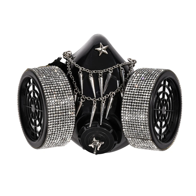 

Steampunk Women’s Crystals Mask Carnival Ball Fancy Party Face Masque Crystal Spikes Chain Masks Retro Gothic Accessory