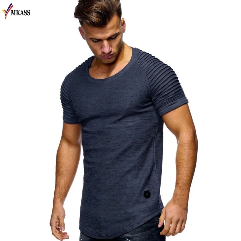 2018 Summer New Fashion Mens T-Shirt Men Slim Fit O Neck Short Sleeve Muscle Cotton Tee shirt Casual Tops Henley Shirts