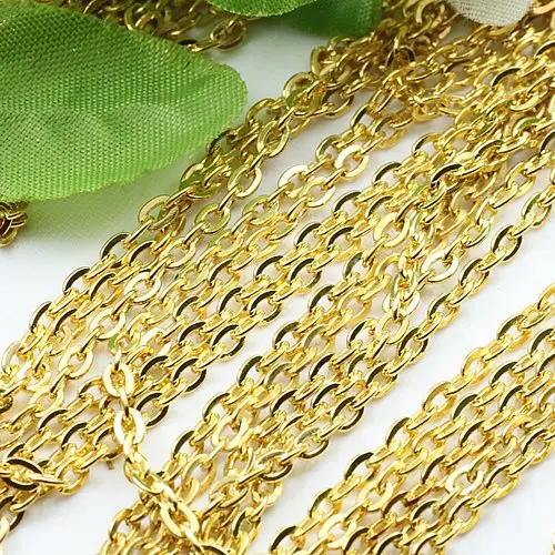 

Free shipping!!!!100M/ Gold plated Links-Opened Cable Flat Chains Findings 3x2mm