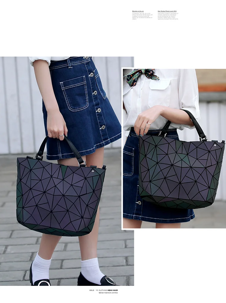 2017 Bao Bao bag Women Luminous sac baobao Bag Diamond Tote Geometry Quilted Shoulder Bags Laser Plain Folding Handbags bolso (11)