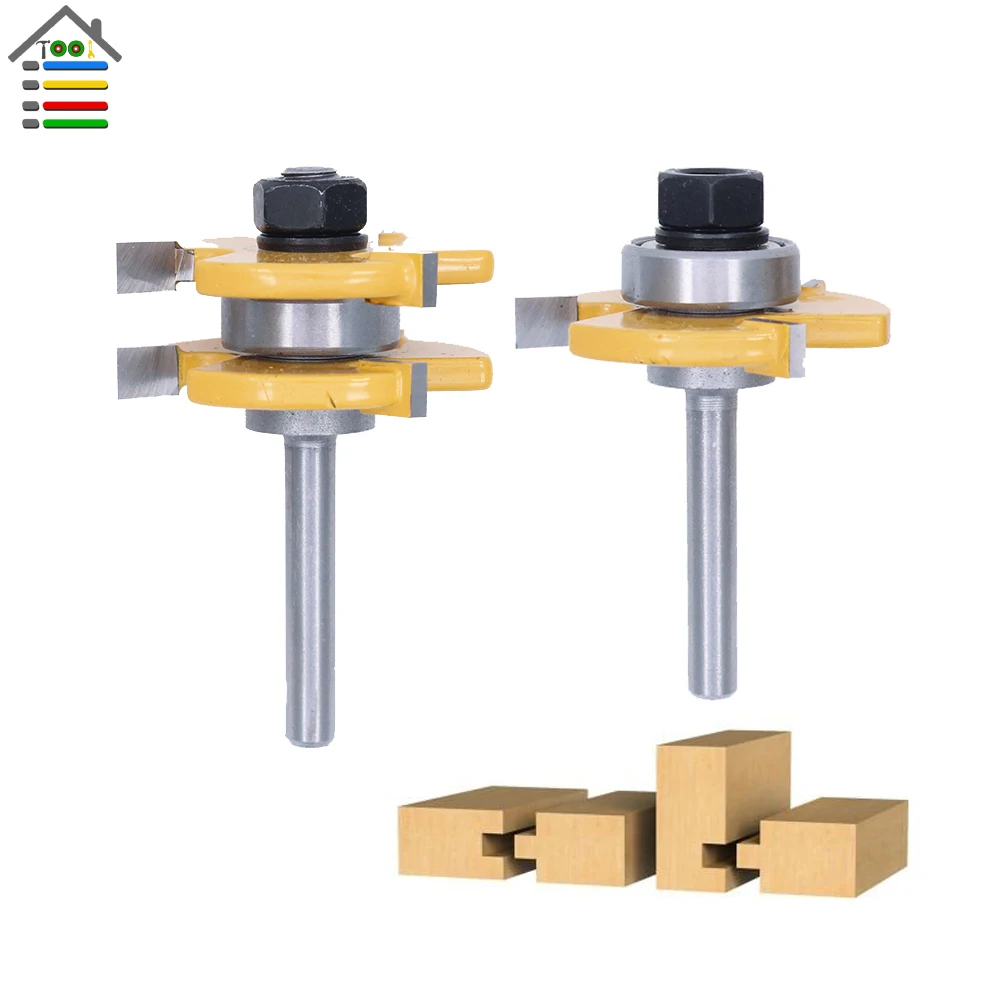 2pc Tongue and Groove Router Bit Set Wood Milling Cutter Woodworking