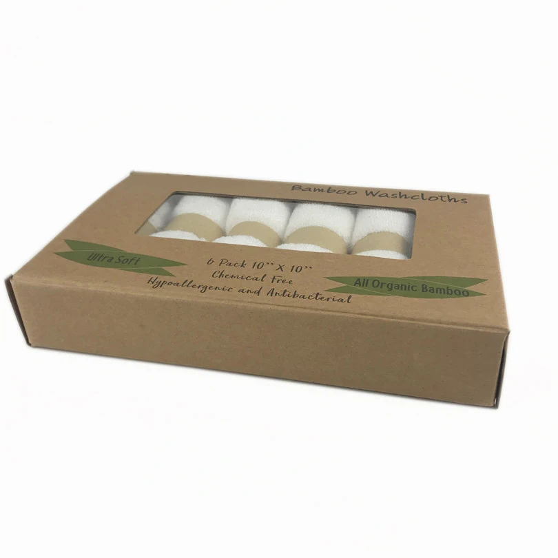 6 упаковок в коробке бамбуковое махровое полотенце для новорожденного бамбуковое волокно Натуральное детское полотенце размер 1" x10" белый цвет