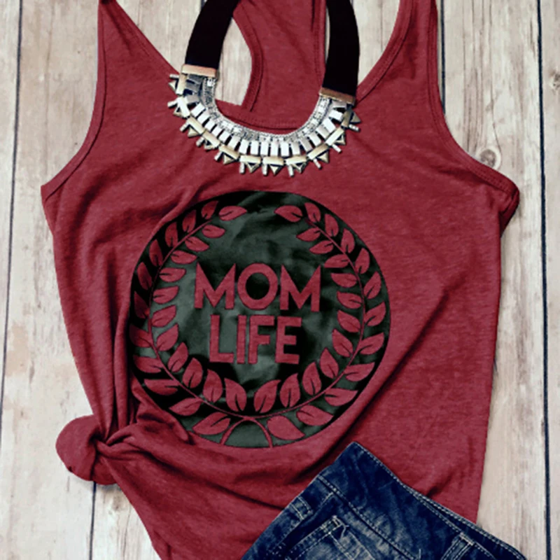 

Summer Style Women tank tops mom Life Printed letter Sleeveless Casual Loose Female Tank Tops Shirts HO900619