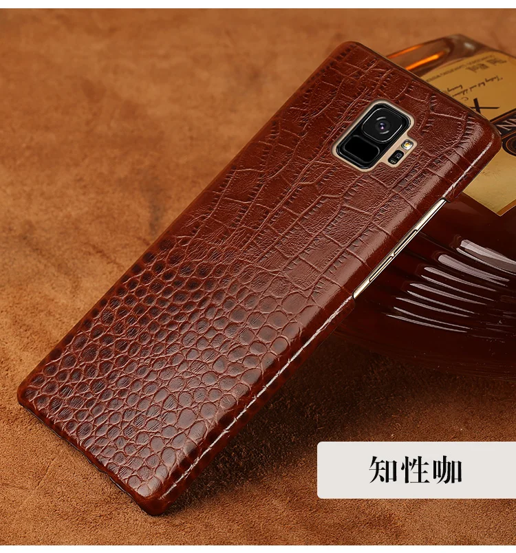 Genuine Leather Half pack phone case For Samsung s9 case Note S8 S7 edge Anti-fall Crocodile pattern protective case For S10 A70 9