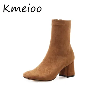 

Kmeioo shoes woman suede 2018 New Flock Leather Women Boots Sexy High Heels Women Shoes Winter Boots Warm