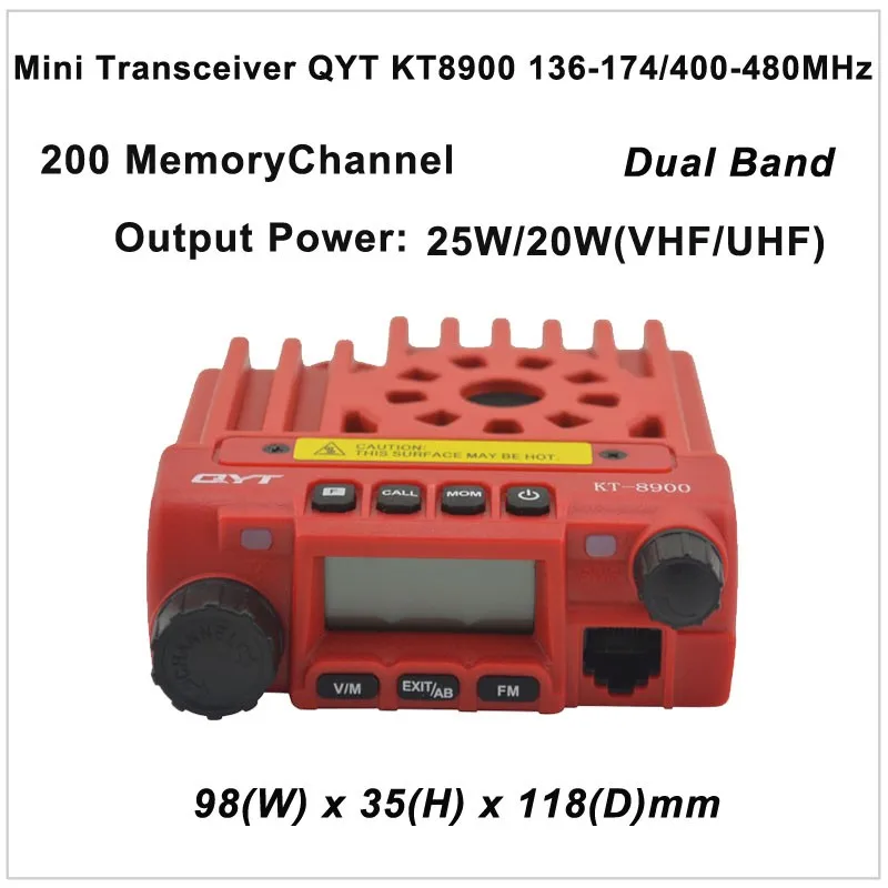 Qyt kt-8900 мини трансивер qyt kt8900 136-174/400-480 мГц двухстороннее радио двухдиапазонный мобильный трансивер Цвет красный