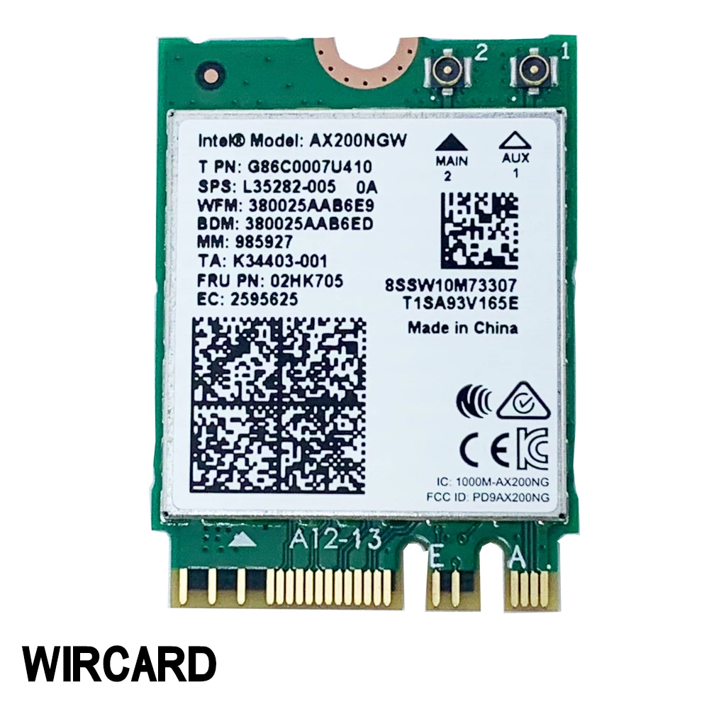 Goede WIRCARD Voor Dual Band AX200 2400Mbps Draadloze AX200NGW NGFF M.2 Bluetooth 5.0 Wifi Netwerkkaart 2.4G 5G 802.11ac ax