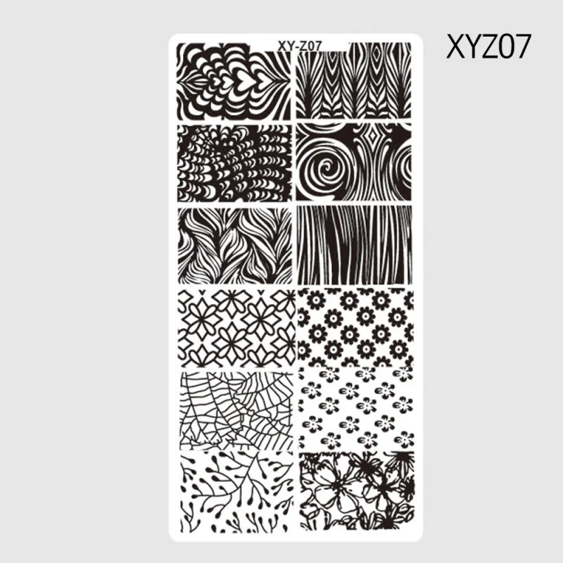1 шт. 12*6 см прямоугольная Штамповка ногтей шаблон отрицательная ветряная мельница цветы узоры DIY Дизайн ногтей маникюр штамп пластины JIXYZ01-32 - Цвет: XYZ07