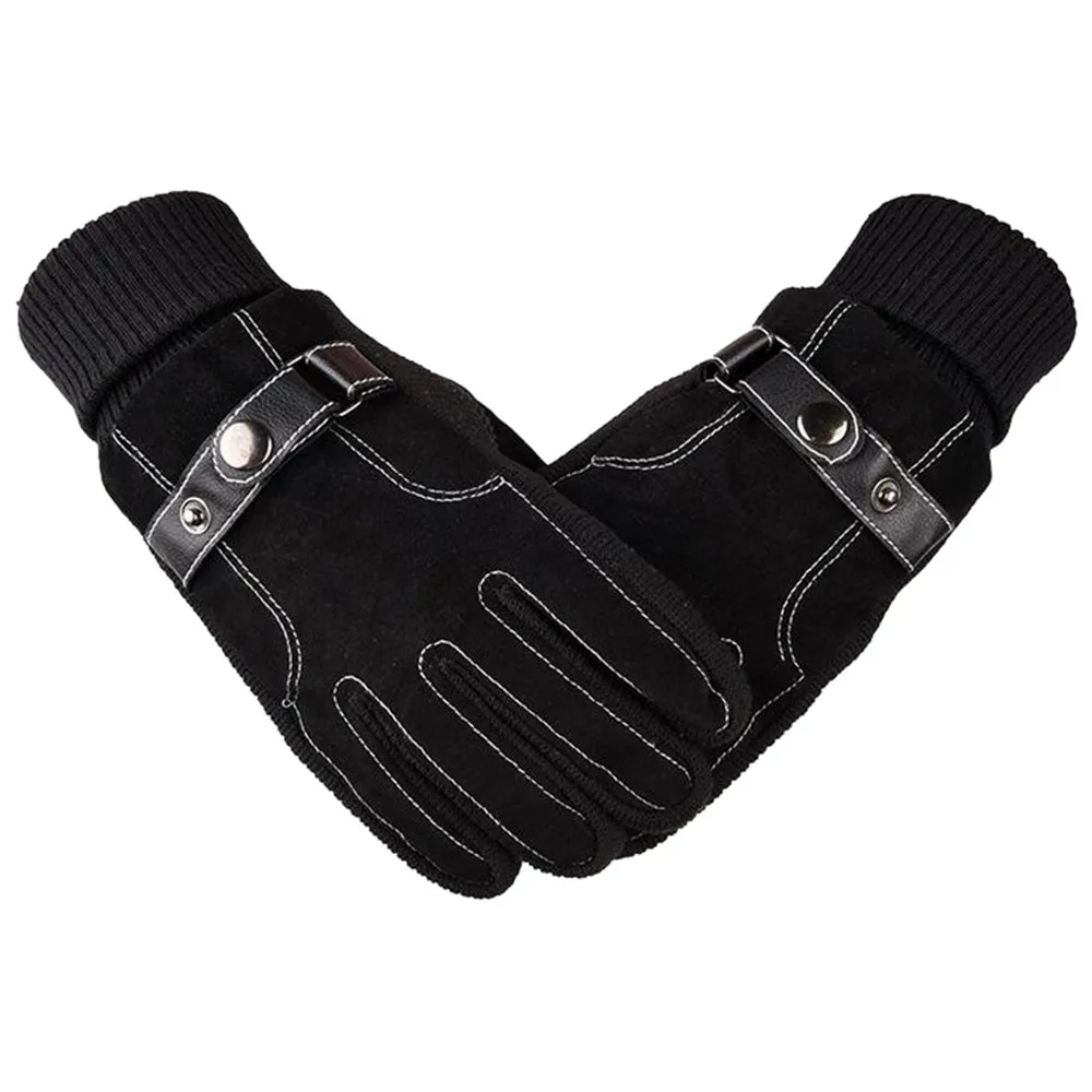 

Gentleman Winter gloves men Faux suede Leather Full fingerAnti Slip Warm Gloves Winter Autumn Men Mitten #400