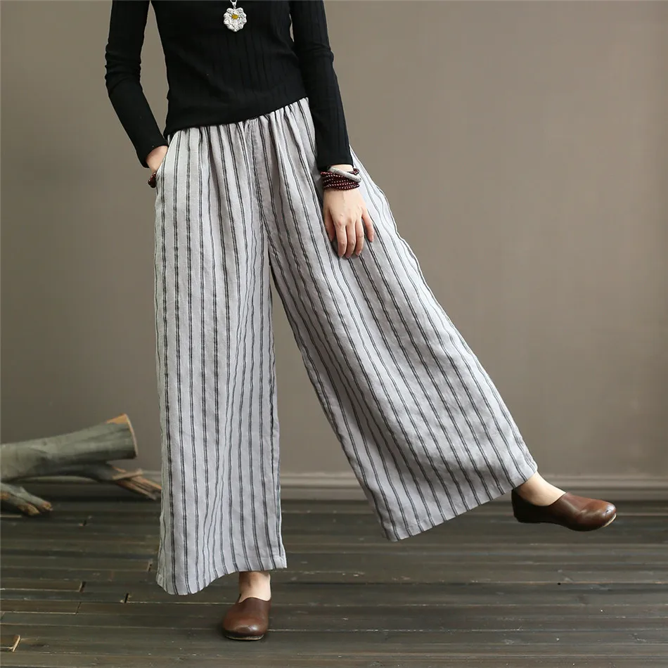 2018 Fall Autumn Elastic Waist Wide Leg Pants High Quality Pantalon ...