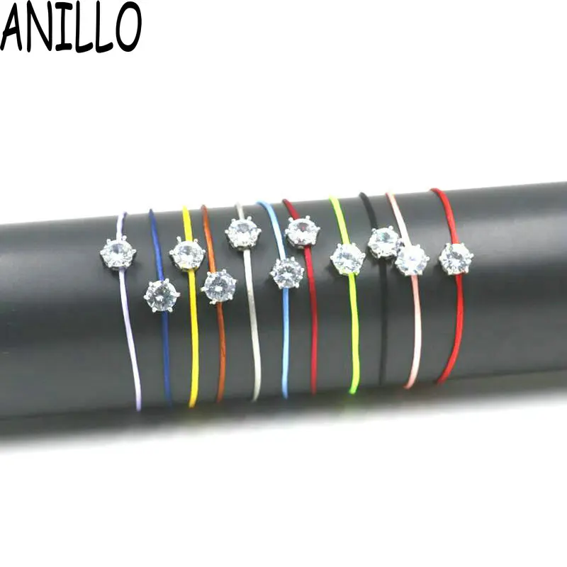 

ANILLO Women Bracelet Multicolor Red Rope Thread String Bracelet Silver Color AAA CZ Lucky Charms Adjustable Handmade Jewelry