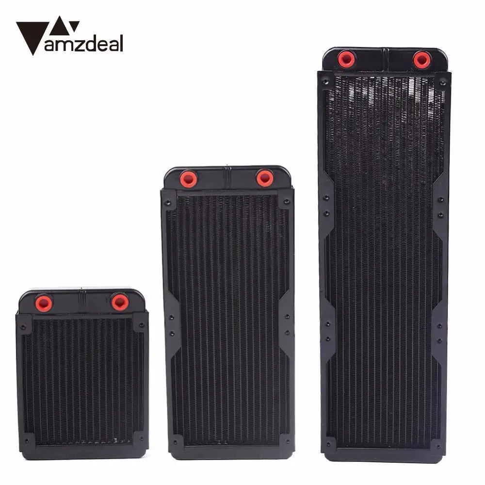 Günstige AMZDEAL 120 240 360mm Gewinde Computer Flüssigkeit Entladung Wasser wärmetauscher Aluminiumheizkörper für 12 cm fans