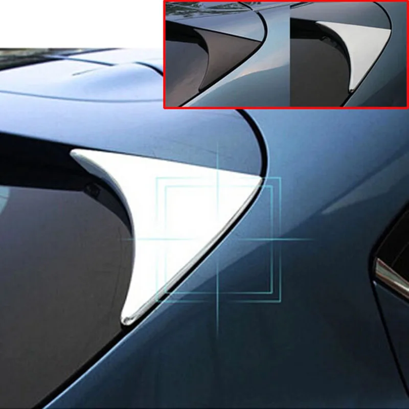 

AX Car Styling Chrome Rear Window Spoiler Cover Pillar Post Triangle Trim Sticker For Mazda 3 Hatchback 2014 2015 2016 2017 2018
