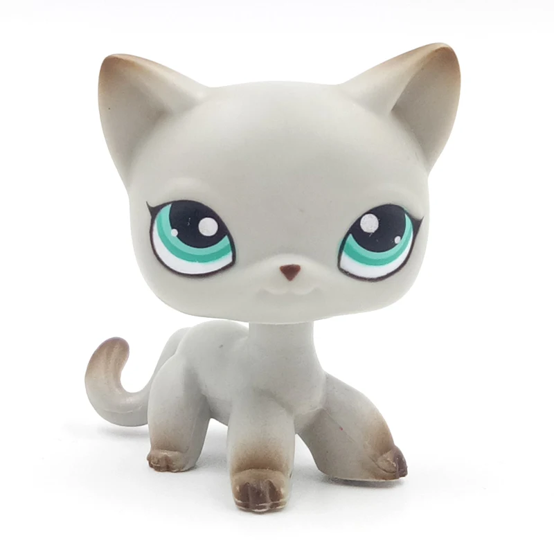 

pet shop lps toys standing #391 littlest grey short hair cat kitten green eyes old original free shipping