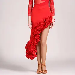 S8032 латинская юбка для танцев румба, ча-ча-ча бальный костюм Для женщин леди танцевальная одежда для взрослых Вечеринка платье юбка
