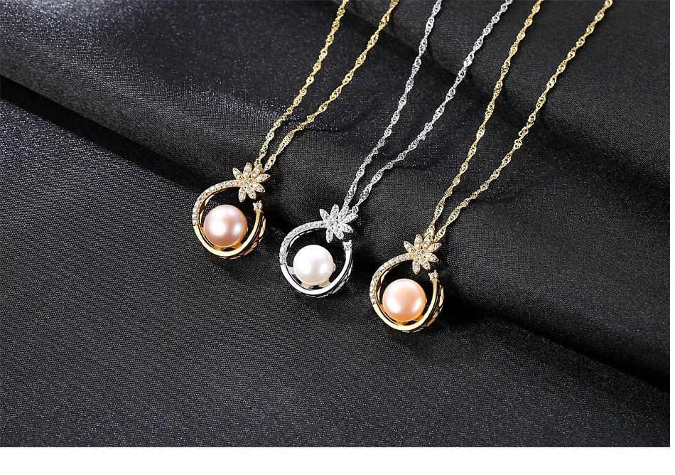 

Fine Jewelry S925 Sterling Silver Necklace Natural Freshwater Pearl Pendant LB30