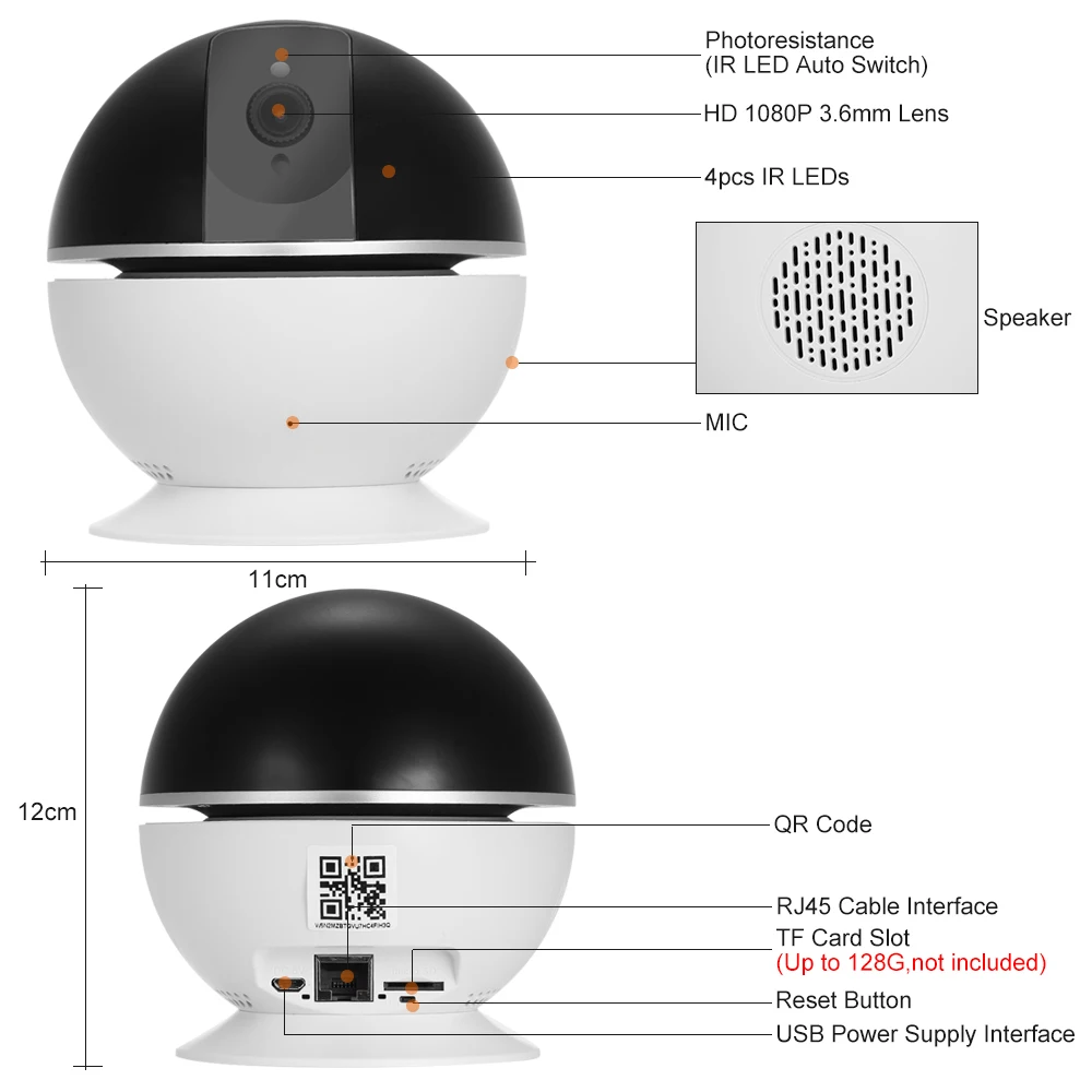 HD 1080 P беспроводная WiFi ip-камера 2.0MP Onvif Поддержка ночного видения Обнаружение движения телефон приложение управление для CCTV камеры безопасности