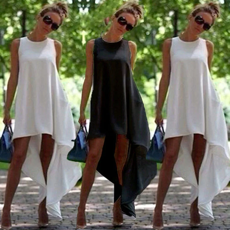 

New Sexy Women Dovetail Dress Summer Sleeveless Solid Boho Dress For Ladies Female Evening Party Sexy Dress