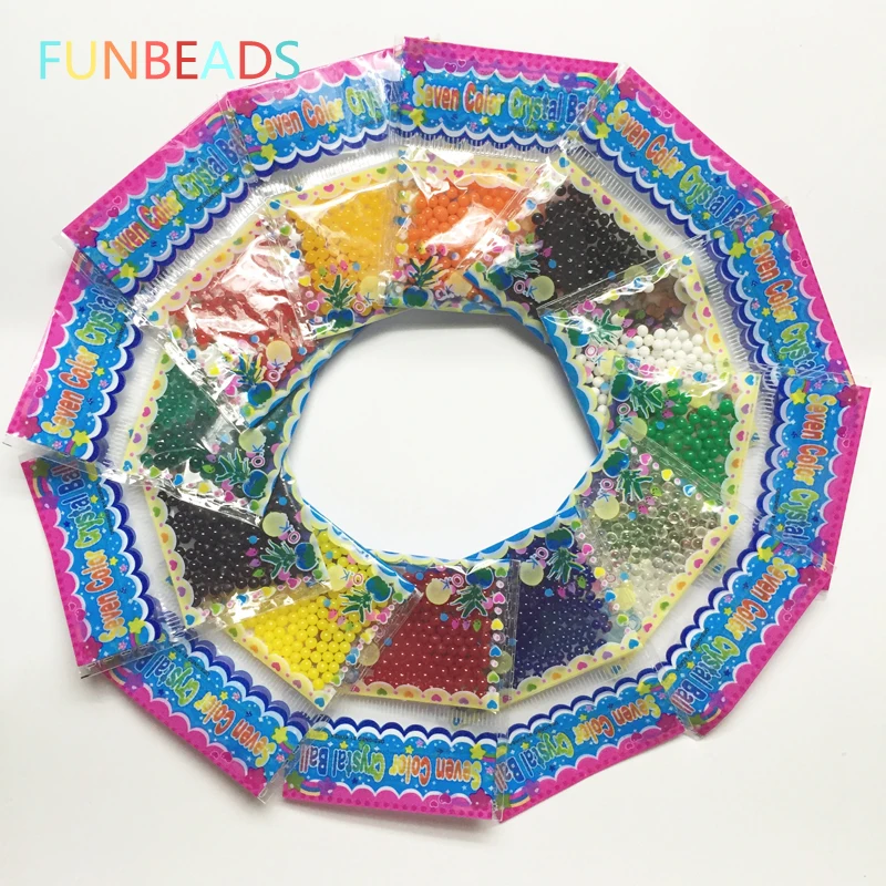 

24bag/lot 12 different colors Crystal Soil Water Beads child toy Ball For Flower Potted moisturizing Home vase decoration