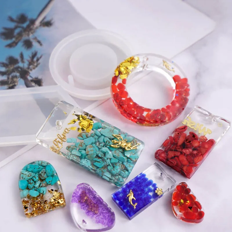 

New 6 Kinds Pendant Silicone Mold Resin Silicone Mould Handmade Tool Epoxy Resin Molds