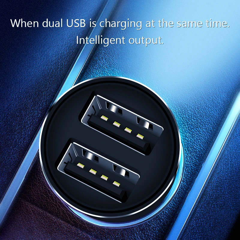 Автомобильное зарядное устройство VVKing с двумя портами USB, 5 В/А, максимальная автомобильная зарядка для телефона iPhone, Xiaomi, samsung, huawei, SONY, 2 порта, USB, металлическая автомобильная зарядка
