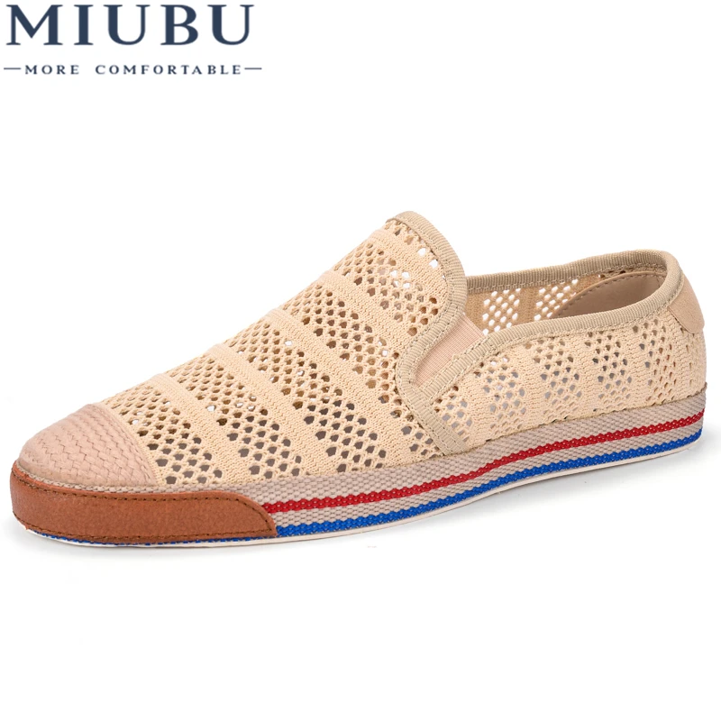 

MIUBU Summer Hollow Out Breathable Genuine Leather Casual Shoes For Mens Adult Loafers Slip On Outdoor Driving Males Moccasins