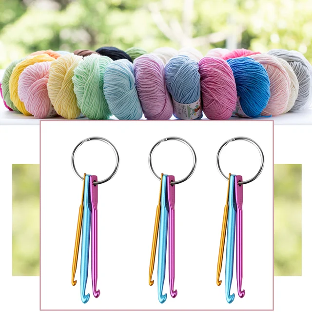 3 Sizes/set Mini Aluminum Keychain Crochet Hooks DIY Multicolour Crafts Tools Knitting Needles Sewing Tools Hook Size 3/4/5mm 2