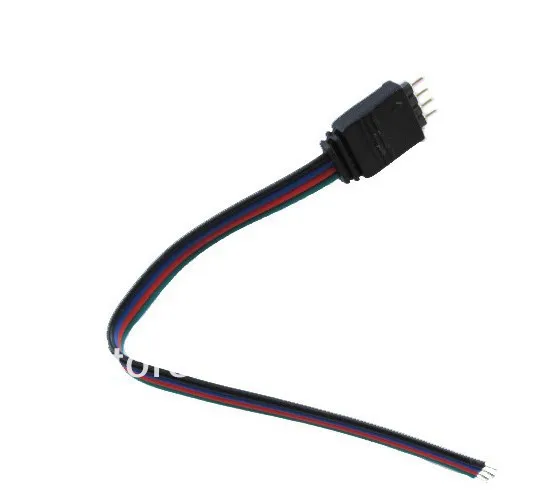

Free shipping 50pcs Lot 4 pin male led connector with 150mm cable for rgb led strip light 5050/3528 no need soldering