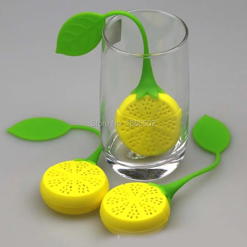  Selling 10Pcs/lot Silicone  Hot Sale  lemon shape Design Tea Bags Leaf Strainer Herbal Spice Infuser Filter 