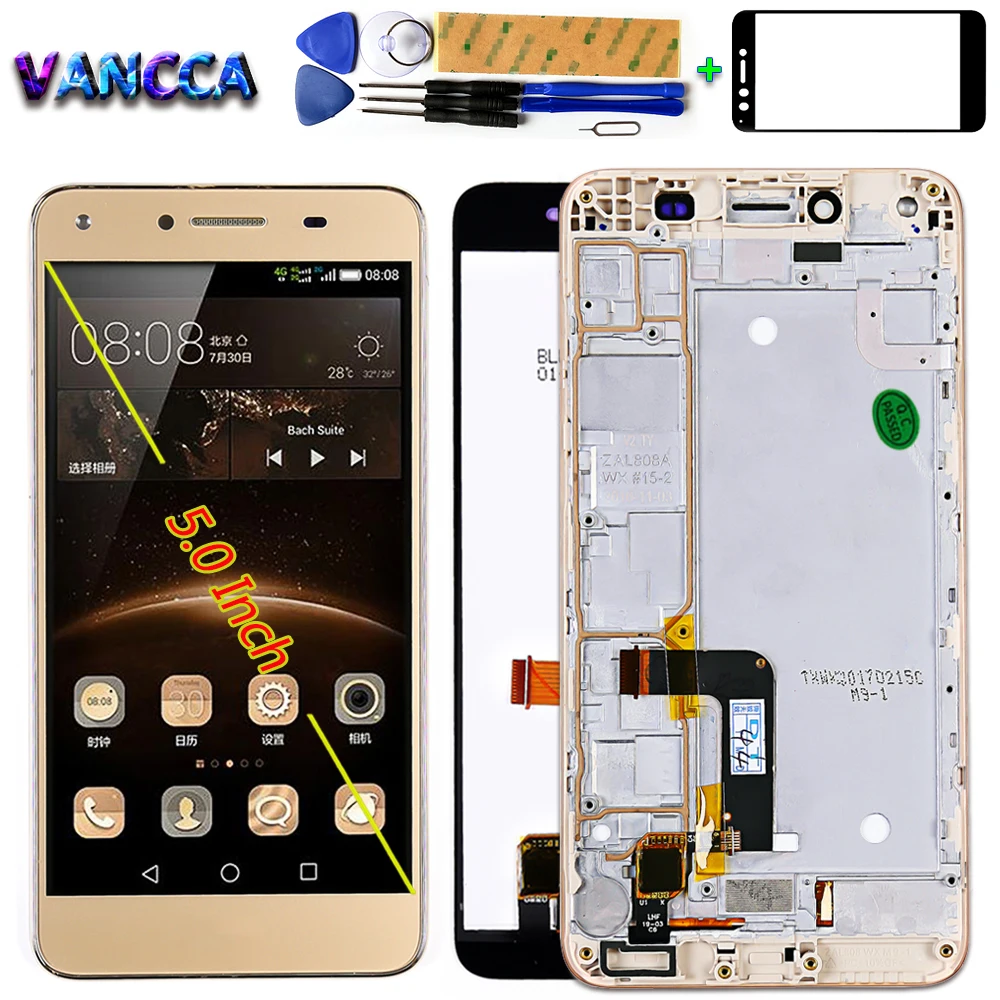 

For Huawei Honor 5A Y6 II Compact LYO-L01 LYO-L21 5.0 inch LCD display Touch Screen Digitizer Assembly Frame with Free Tools