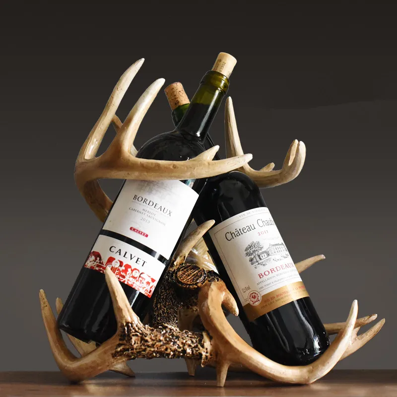 

Living room wine cabinet decorations ornaments creative American restaurant personalized furnishings crafts antlers wine rack