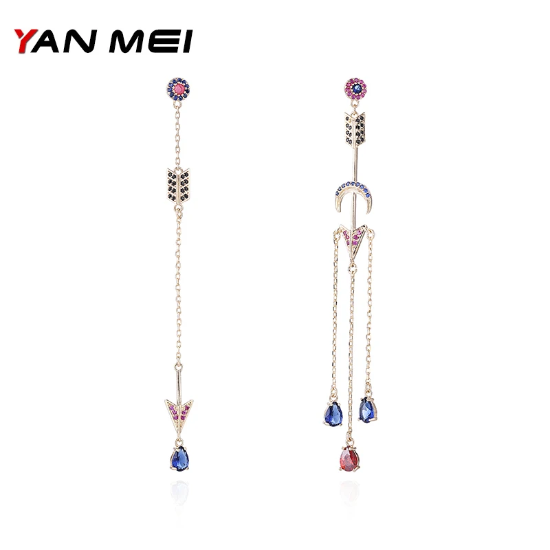 Женские серьги подвески YANMEI Moon And Shield круглые элегантные геометрические с