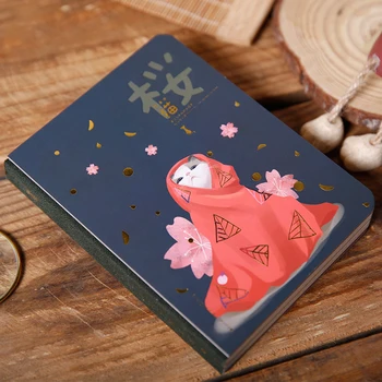 Kawaii Hardcover Cherry Blossom Cat Notepad High Quality 3