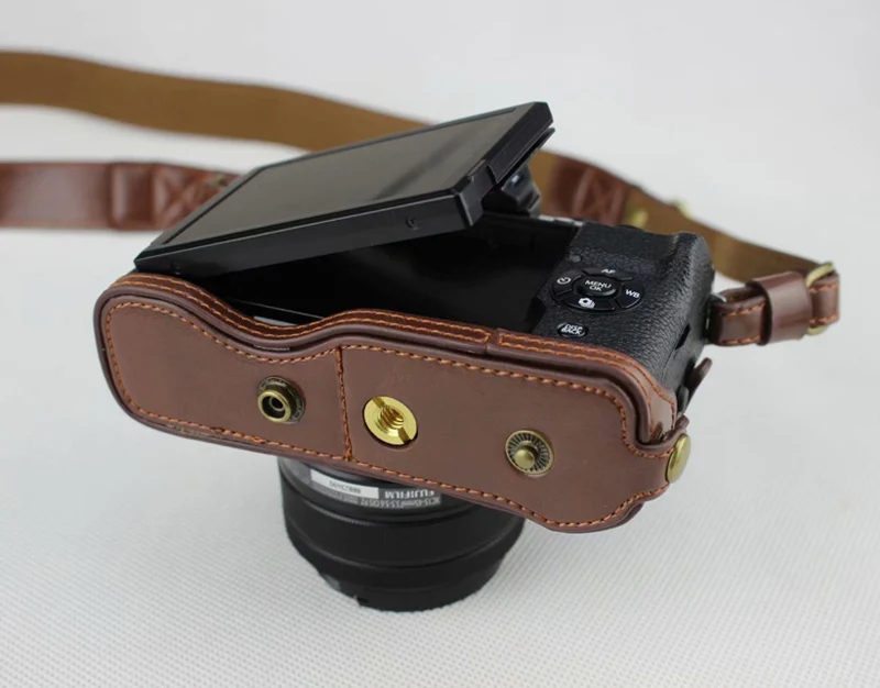 Новая роскошная сумка для камеры Fujifilm X-T100 Fuji XT100 X T100 из искусственной кожи чехол с отверстием батареи+ плечевой ремень