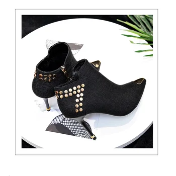 

Boots women fashion rivets ankle shoes for women tenis feminino zapatillas mujer zapatos de hombre pointed toe metal women boots