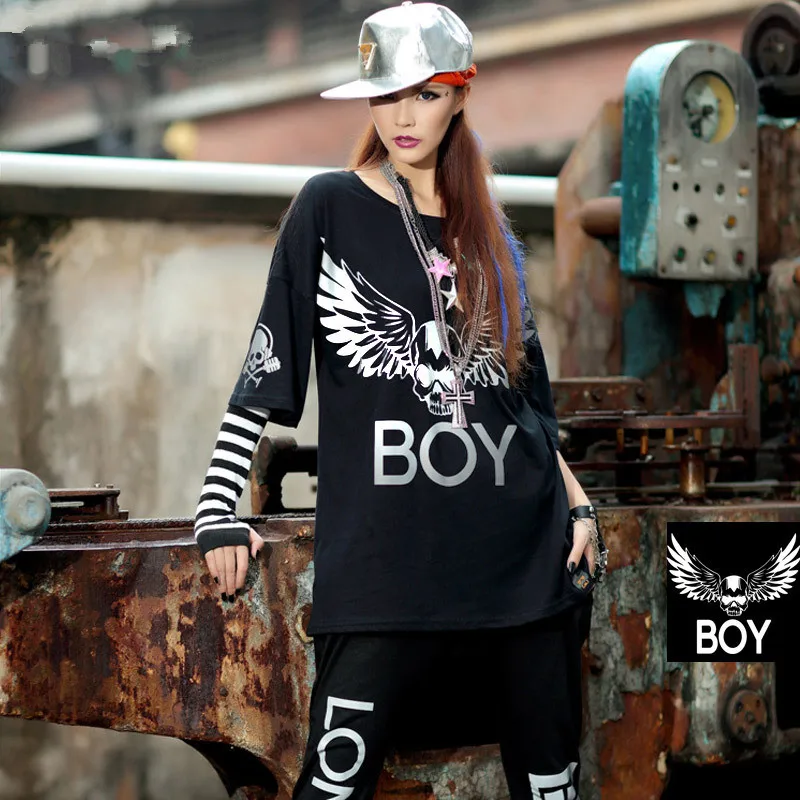 

Summer T Shirts New Streetwear Fashion Reflect Llight Women T Shirt Hip-hop Rock BOY Skeleton Tops Tee Shirts White Black