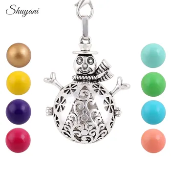 

10PCS Alloy Snowman Vintage Necklace Pendant Harmony Ball Sound Caller Women Locket Pendants Jewelry