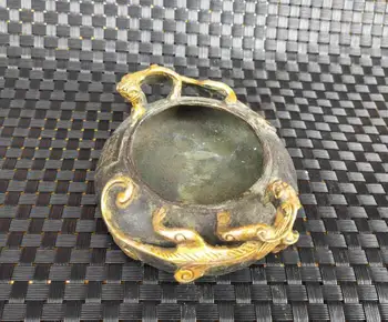 

Chinese archaize brass Double dragon ashtray