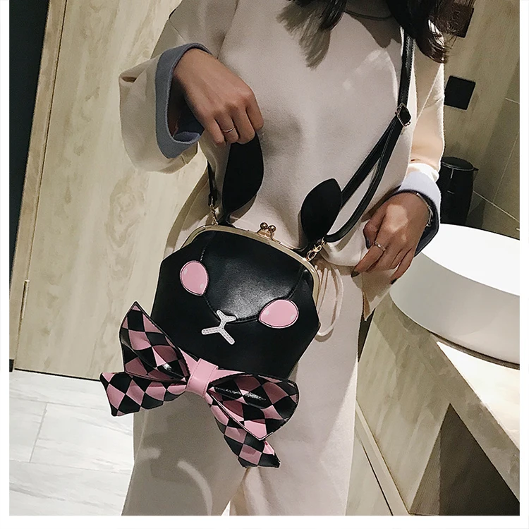 Забавная личность мультфильм кролик Монстр плед лук сумки через плечо женская сумка через плечо из искусственной кожи кролик дамы сумка кошелек